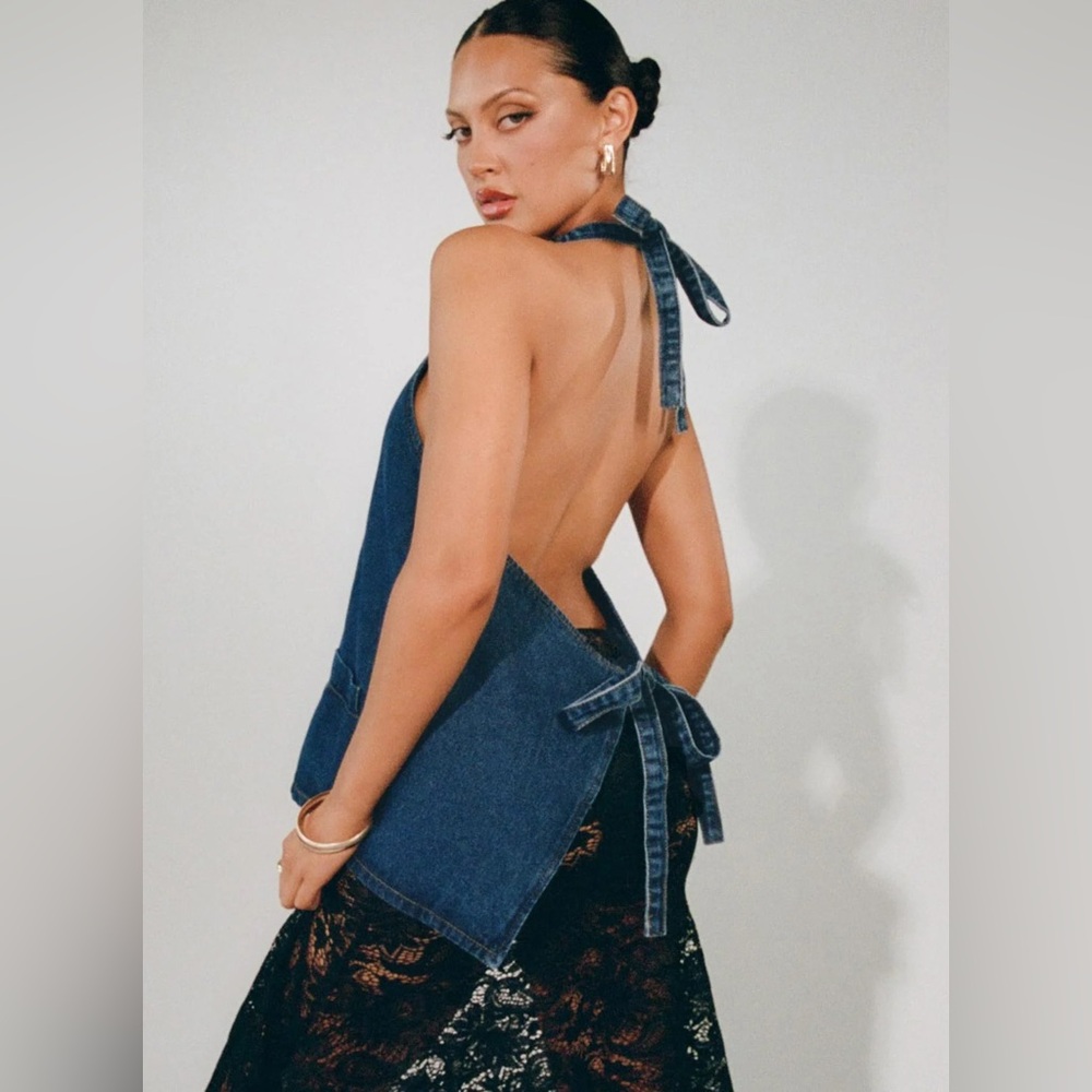 Lioness Hills Halter Denim Top